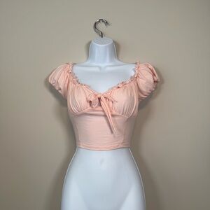 Fashion Nova Blush Puff Sleeve Crop Top